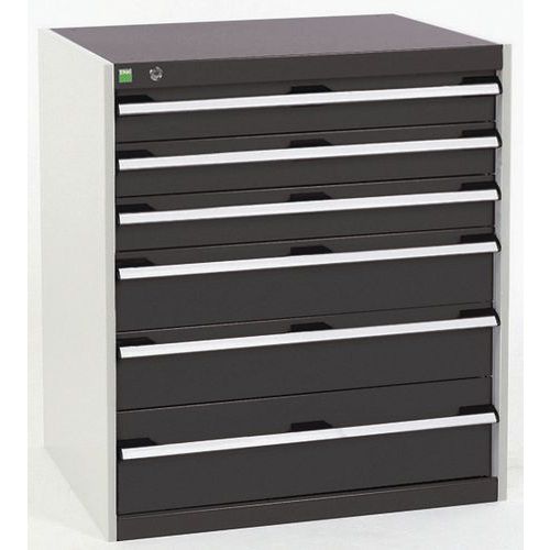 Dílenská zásuvková skříň Bott Cubio, 90 x 80 x 75 cm, 6 zásuvek, šedá-antracit