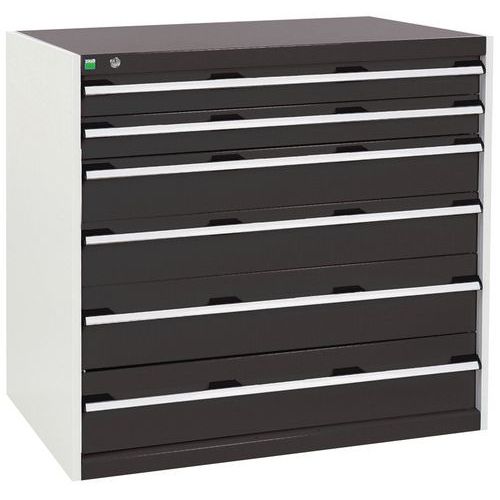 Dílenská zásuvková skříň Bott Cubio, 100 x 105 x 65 cm, 6 zásuvek, šedá-antracit