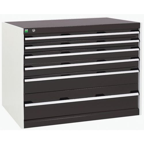 Dílenská zásuvková skříň Bott Cubio, 80 x 105 x 75 cm, 6 zásuvek, šedá-antracit