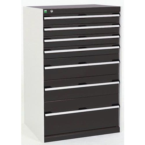 Dílenská zásuvková skříň Bott Cubio, 120 x 80 x 52,5 cm, 7 zásuvek, šedá-antracit