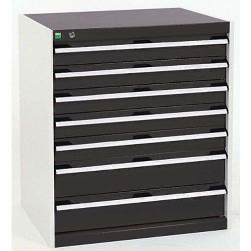 Dílenská zásuvková skříň Bott Cubio, 90 x 80 x 75 cm, 7 zásuvek, šedá-antracit