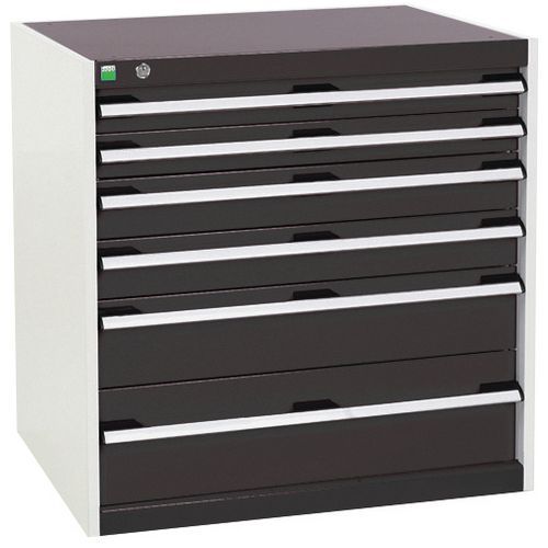 Dílenská zásuvková skříň Bott Cubio, 80 x 80 x 65 cm, 6 zásuvek, šedá-antracit