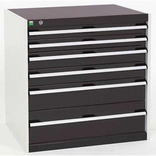 Dílenská zásuvková skříň Bott Cubio, 80 x 80 x 75 cm, 6 zásuvek, šedá-antracit