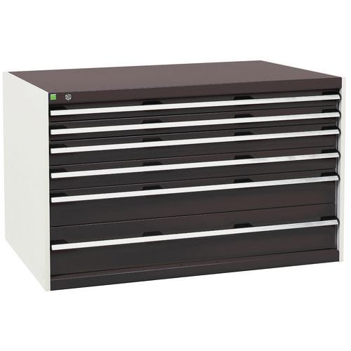 Dílenská zásuvková skříň Bott Cubio, 80 x 130 x 75 cm, 6 zásuvek, šedá-antracit