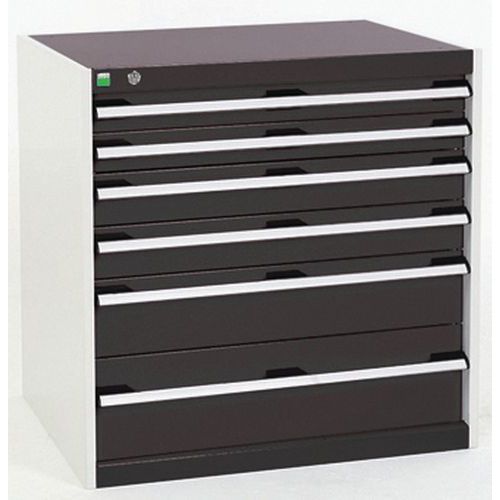 Dílenská z??suvková skříň Bott Cubio, 80 x 80 x 52,5 cm, 6 zásuvek, šedá-antracit