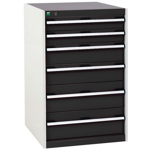 Dílenská zásuvková skříň Bott Cubio, 100 x 65 x 65 cm, 6 zásuvek, šedá-antracit