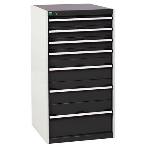 Dílenská zásuvková skříň Bott Cubio, 120 x 65 x 65 cm, 7 zásuvek, šedá-antracit