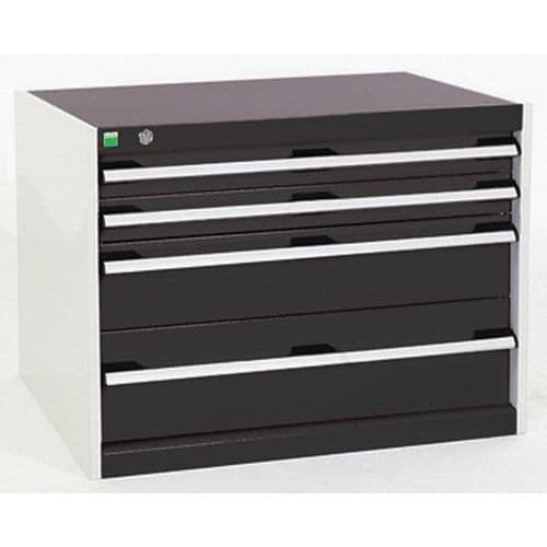 Dílenská zásuvková skříň Bott Cubio, 60 x 80 x 75 cm, 4 zásuvky, šedá-antracit