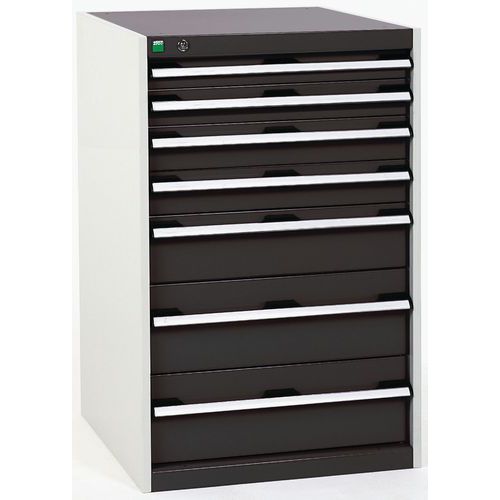 Dílenská zásuvková skříň Bott Cubio, 100 x 65 x 65 cm, 7 zásuvek, šedá-antracit