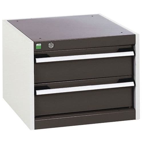 Dílenská zásuvková skříň Bott Cubio, 40 x 52,5 x 65 cm, 2 zásuvky, šedá-antracit