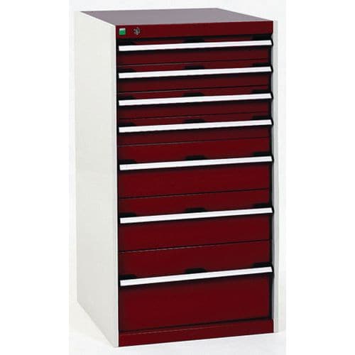 Dílenská zásuvková skříň Bott Cubio, 120 x 65 x 75 cm, 7 zásuvek, šedá-červená