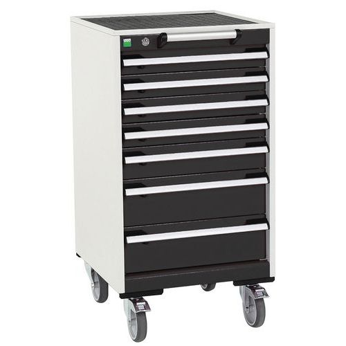 Mobilní zásuvková skříň Bott Cubio, 98,5 x 52,5 x 52,5 cm, 7 zásuvek, rohož, šedá-antracit
