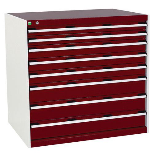 D??lenská zásuvková skříň Bott Cubio, 100 x 105 x 75 cm, 8 zásuvek, šedá-červená