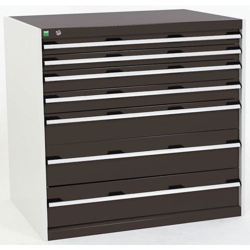 Dílenská zásuvková skříň Bott Cubio, 100 x 105 x 75 cm, 7 zásuvek, šedá-antracit