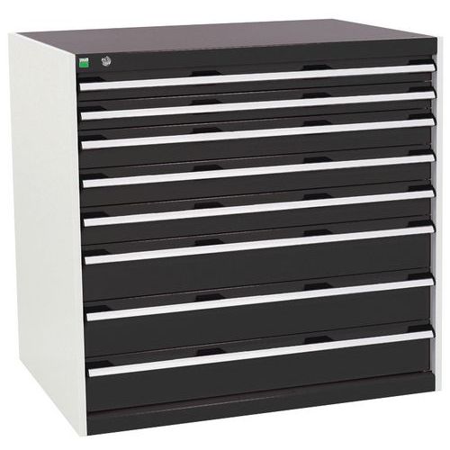 Dílenská zásuvková skříň Bott Cubio, 100 x 105 x 75 cm, 8 zásuvek, šedá-antracit