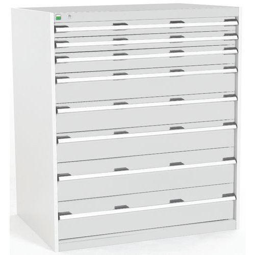 Dílenská zásuvková skříň Bott Cubio, 120 x 105 x 75 cm, 8 zásuvek, šedá-šedá