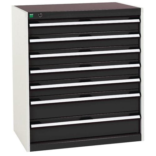 Dílenská zásuvková skříň Bott Cubio, 90 x 80 x 52,5 cm, 7 zásuvek, šedá-antracit