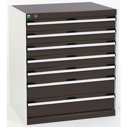 Dílenská zásuvková skříň Bott Cubio, 90 x 80 x 65 cm, 7 zásuvek, šedá-antracit