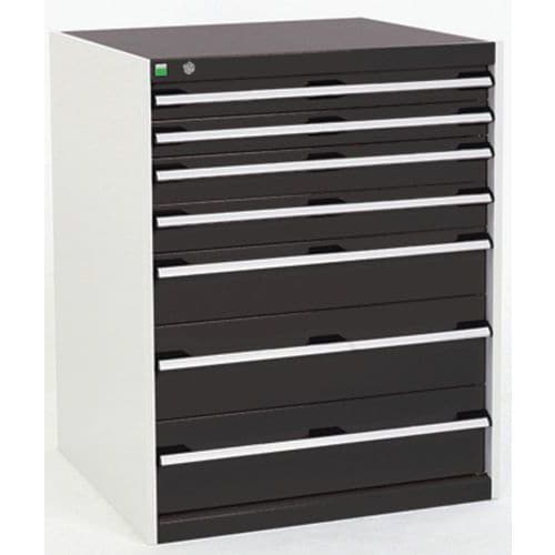 Dílenská zásuvková skříň Bott Cubio, 100 x 80 x 75 cm, 7 zásuvek, šedá-antracit