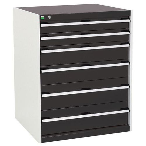 Dílenská zásuvková skříň Bott Cubio, 100 x 80 x 75 cm, 6 zásuvek, šedá-antracit