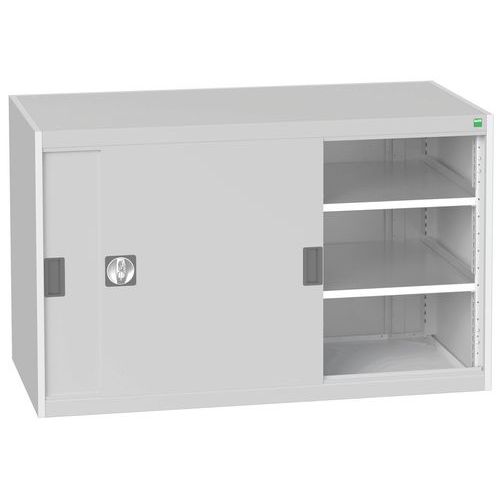Dílenská skříň s posuvnými dveřmi, 80 x 130 x 65 cm, 2 police, šedá-šedá