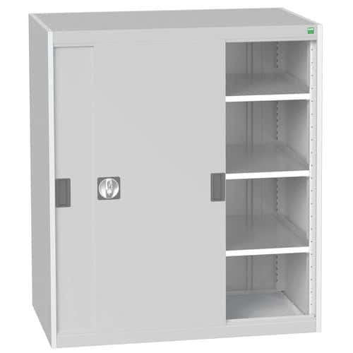 Dílenská skříň s posuvnými dveřmi, 120 x 105 x 65 cm, 3 police, šedá-šedá