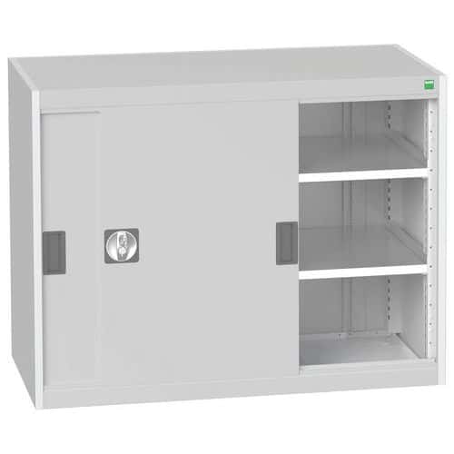 Dílenská skříň s posuvnými dveřmi, 80 x 105 x 52,5 cm, 2 police, šedá-šedá