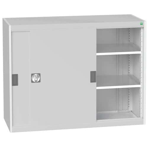 Dílenská skříň s posuvnými dveřmi, 100 x 130 x 52,5 cm, 2 police, šedá-šedá