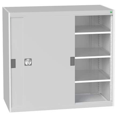 Dílenská skříň s posuvnými dveřmi, 120 x 130 x 65 cm, 3 police, šedá-šedá