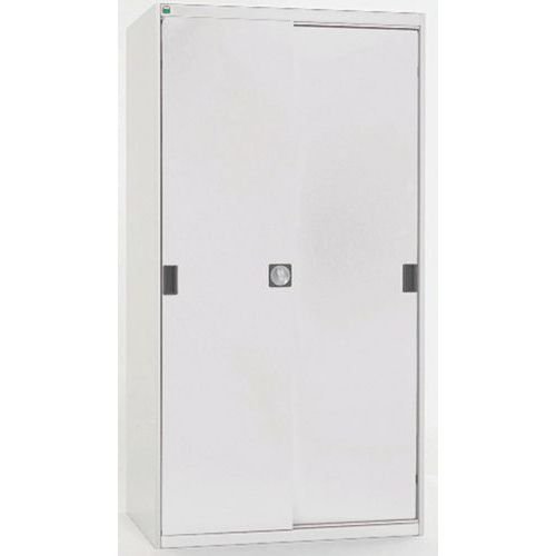 Dílenská skříň s posuvnými dveřmi, 200 x 105 x 52,5 cm, 4 police, šedá-šedá