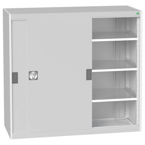 Dílenská skříň s posuvnými dveřmi, 120 x 130 x 52,5 cm, 3 police, šedá-šedá