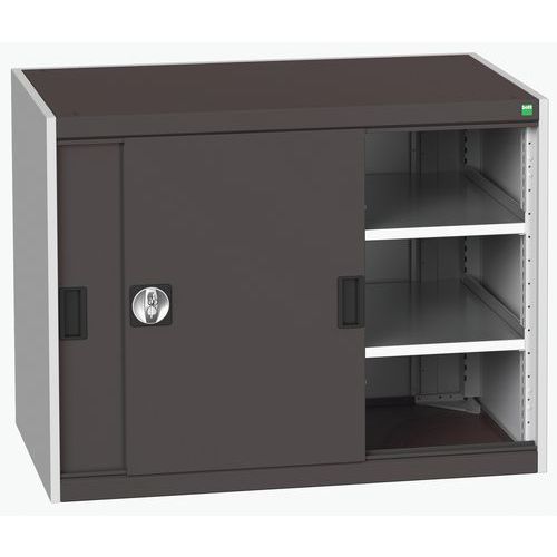 Dílenská skříň s posuvnými dveřmi, 80 x 105 x 65 cm, 2 police, šedá-antracit