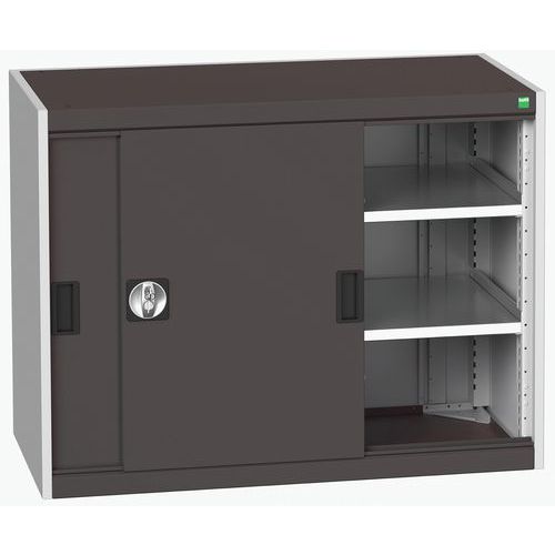 Dílenská skříň s posuvnými dveřmi, 80 x 105 x 52,5 cm, 2 police, šedá-antracit