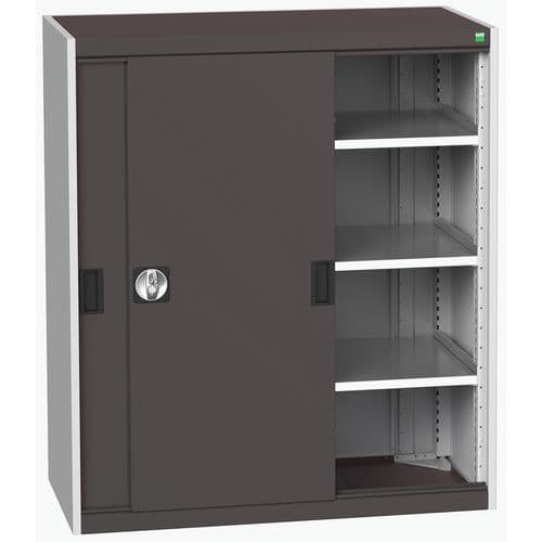 Dílenská skříň s posuvnými dveřmi, 120 x 105 x 52,5 cm, 3 police, šedá-antracit