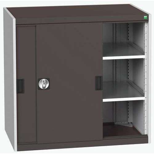 Dílenská skříň s posuvnými dveřmi, 100 x 105 x 65 cm, 2 police, šedá-antracit