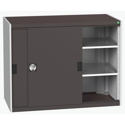 Dílenská skříň s posuvnými dveřmi, 100 x 130 x 65 cm, 2 police, šedá-antracit