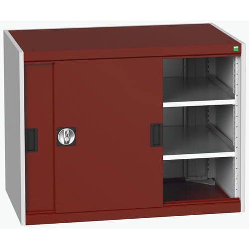 Dílenská skříň s posuvnými dveřmi, 80 x 105 x 65 cm, 2 police, šedá-červená