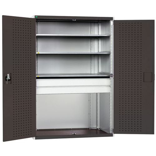 Dílenská skříň se zásuvkami Bott Cubio 160, 200 x 105 x 65 cm, 3 police, 2 zásuvky, šedá-antracit