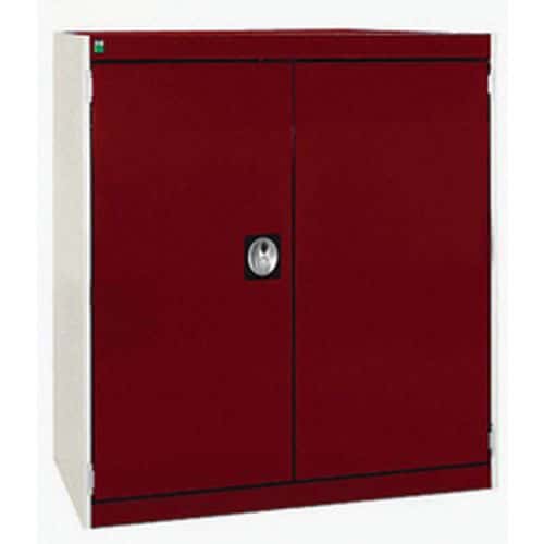 Dílenská skříň Bott Cubio, 90 x 80 x 65 cm, perfo dveře, šedá-červená