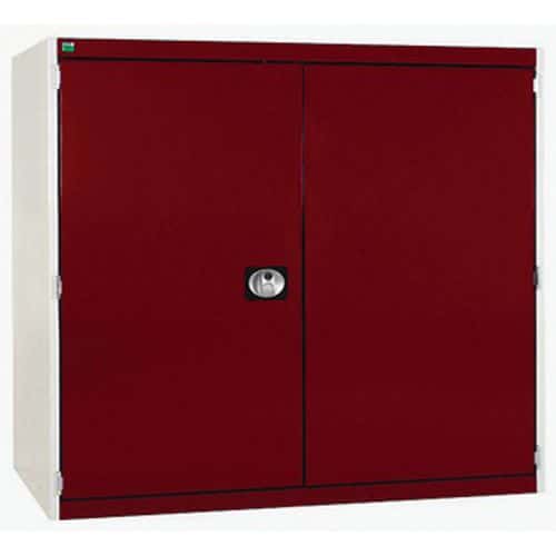 Dílenská skříň Bott Cubio 160, 120 x 130 x 52,5 cm, perfo dveře, šedá-červená