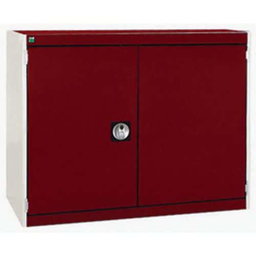 Dílenská skříň Bott Cubio, 80 x 105 x 52,5 cm, perfo dveře, šedá-červená
