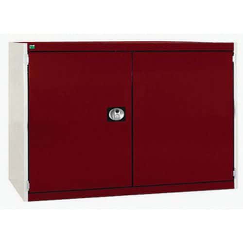 Dílenská skříň Bott Cubio 160, 90 x 130 x 52,5 cm, perfo dveře, šedá-červená