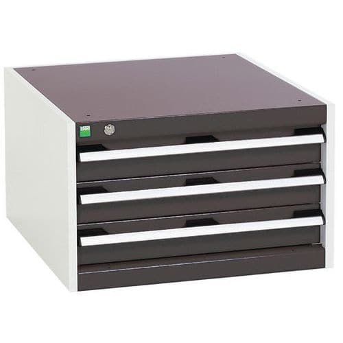 Dílenská zásuvková skříň Bott Cubio, 40 x 65 x 65 cm, 3 zásuvky, šedá-antracit