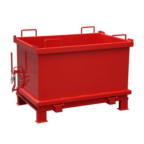 Kontejner s výklopným dnem, objem 1 000 l, červený