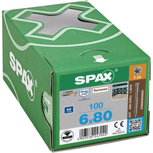 Vruty do dřeva s válcovou hlavou Spax TX Terrasse o 6 mm, 80 mm