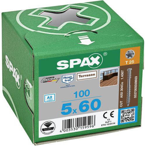 Vruty do dřeva s válcovou hlavou Spax TX Terrasse o 5 mm, 60 mm, bal 100 ks