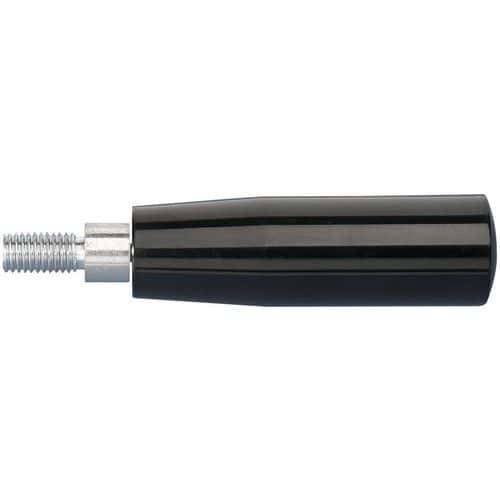 Černá plastová otočná rukojeť, průměr 23 mm.