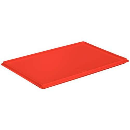 Víko k plastovým Euro boxům Manutan Expert, červená, 600 x 400 mm