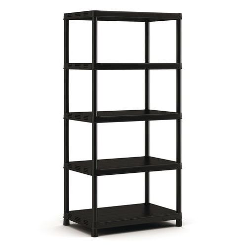 Plastový regál Eris, 187 x 90 x 60 cm, 400 kg, 5 polic, černý