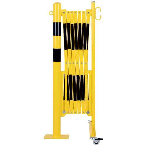 Výsuvná kovová zábrana na kolečkách Dancop, kulatý sloupek, černá/žlutá, délka 360 cm